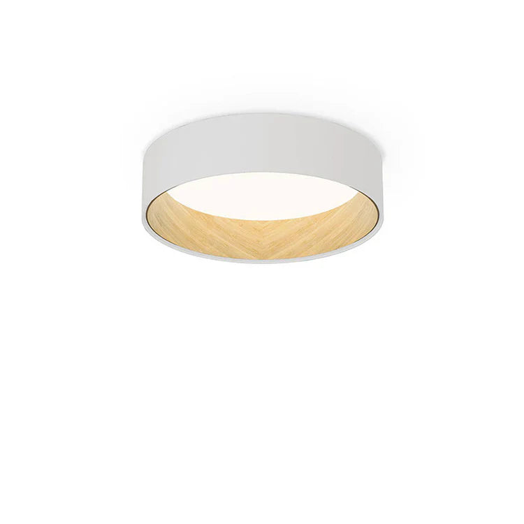 Duo Ceiling, Round Flat Small, 47.5 cm ø, White with Wood Interior, 26.5W, LED, Dim