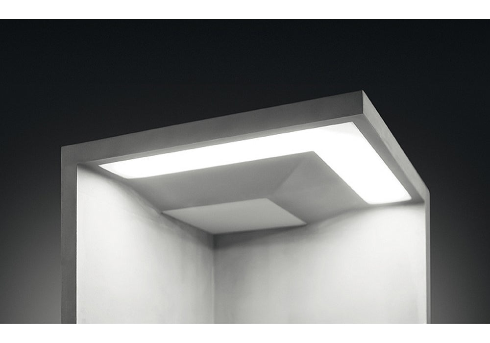 Empty Bollard, Rectangle, Large, Concrete, LED, 17.2W, On/Off, IP66