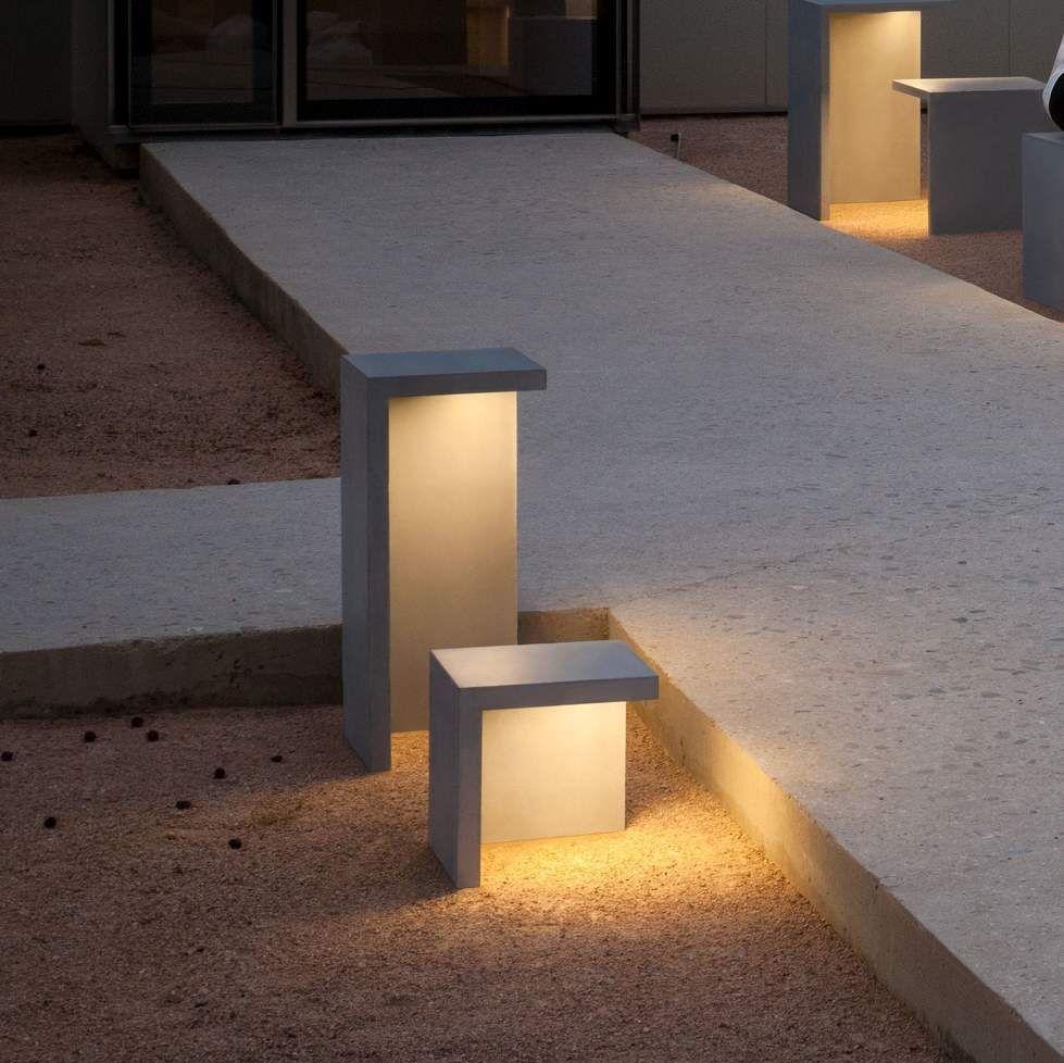 Empty Bollard, Square, Large, Concrete, LED, 17.2W, On/Off, IP66