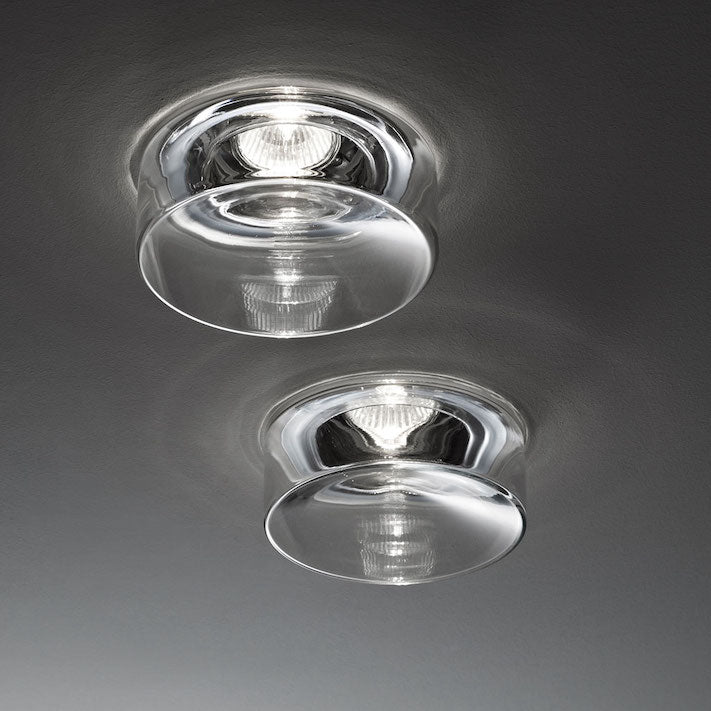 Faretti Blow Semi-Flush Downlight, Clear Glass, GU10, IP44