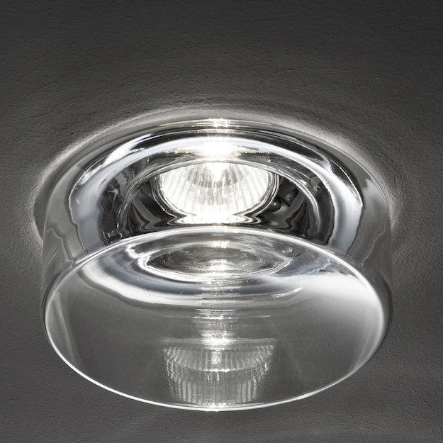 Faretti Blow Semi-Flush Downlight, Clear Glass, GU10, IP44