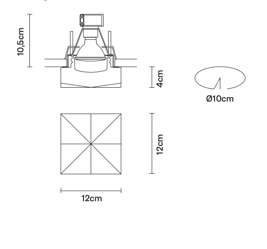 Faretti Cindy Semi-Flush Downlight, Frosted Glass, GU10, IP44