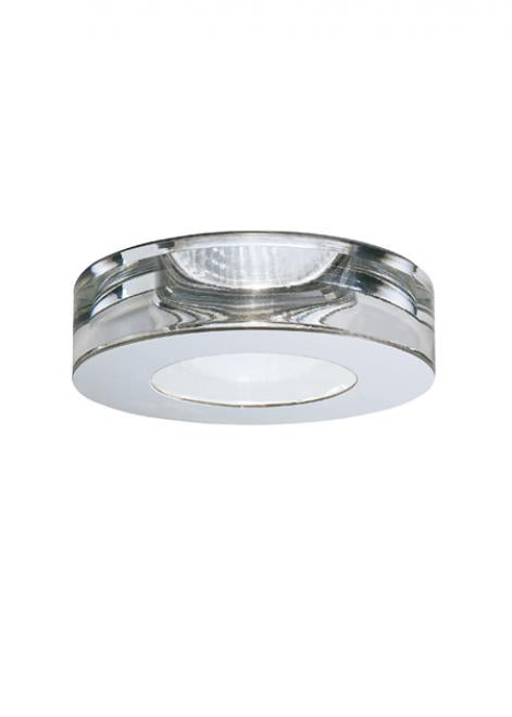 Faretti Lei Semi-Flush Downlight, Clear Glass with Polished Steel Front, GU10, IP20