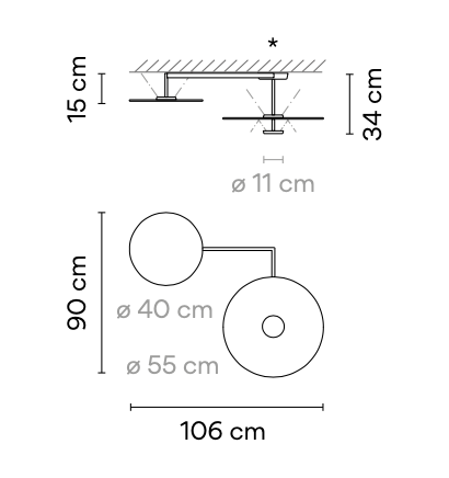 Flat Ceiling, Double Discs, Dimmable, IP20