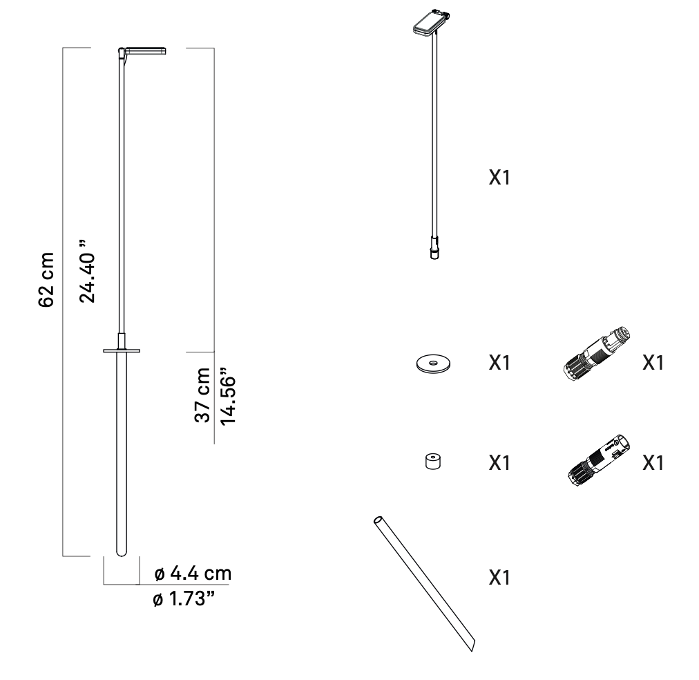 Flia Floor Wireless, 180 cm H, LED, 2.5W, Touch Dim, IP65