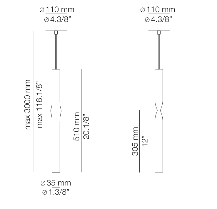 Flow Pendant, White, 51 cm H, LED, Recessed Mount, Triac Dim