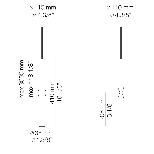 Flow Pendant, Satin Gold, 41 cm H, LED, Recessed Mount, Triac Dim
