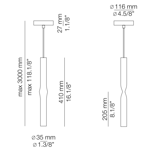 Flow Pendant, White, 51 cm H, LED, Surface Mount, On/Off