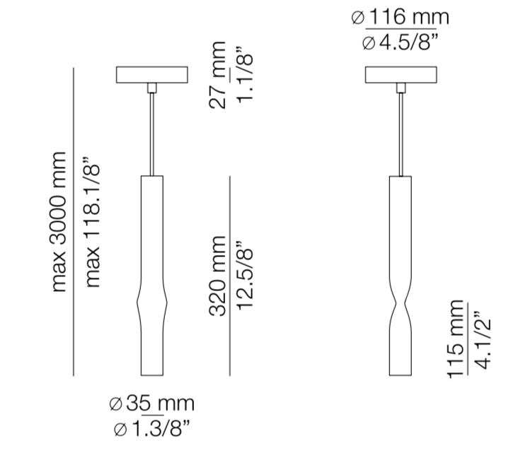 Flow Pendant, Black, 32 cm H, LED, Surface Mount, On/Off