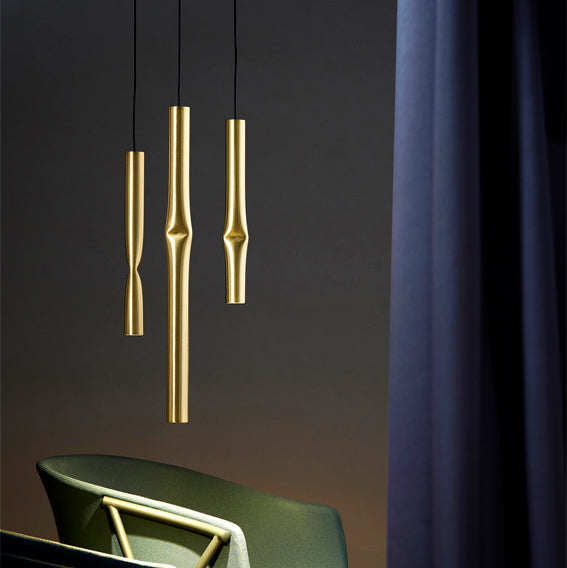 Flow Pendant, Satin Gold, 32 cm H, LED, Surface Mount, On/Off