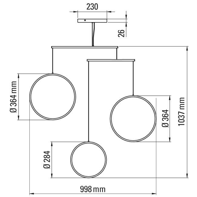 Focus Pendant, 3 Light, White, LED, Triac Dim, IP20