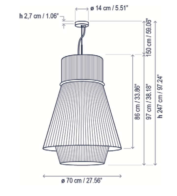 Folie Pendant, Vertical 2 Tiers, Cream Ribbons, E27, IP20