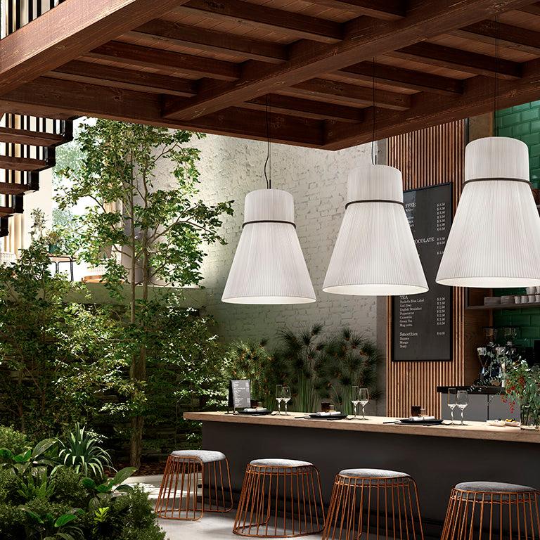 Folie Pendant, Wide, White Ribbons, E27, IP20