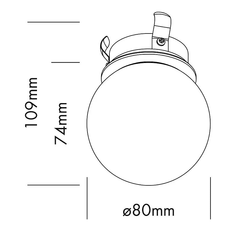 Globe Spot Light, Recessed, White Glass, 8W, LED, Dim, IP44