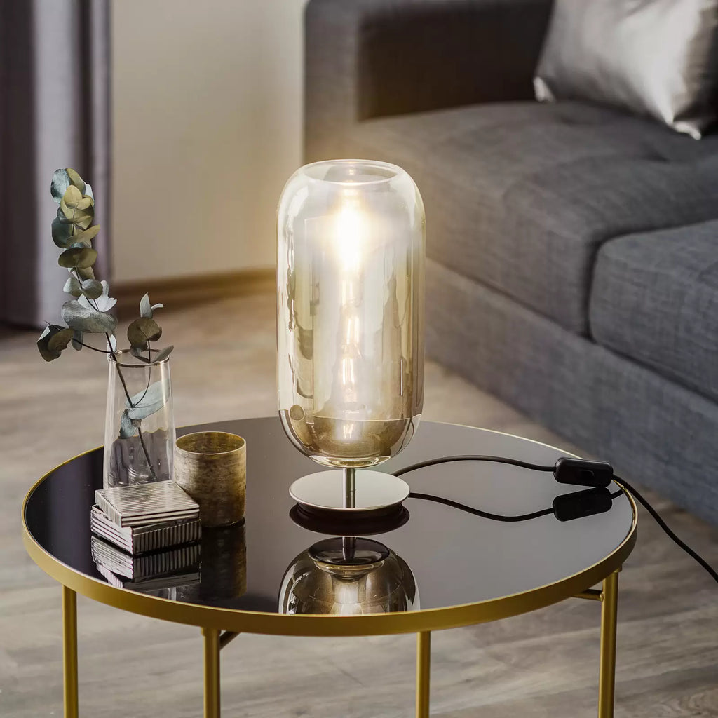 Gople Table Lamp, Silver Mirrored Ombre Clear Glass, IP20