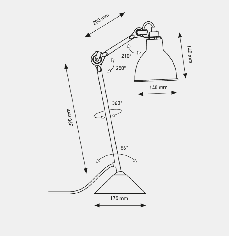 Gras-N205-Table-Round-Shade-Line-Drawing