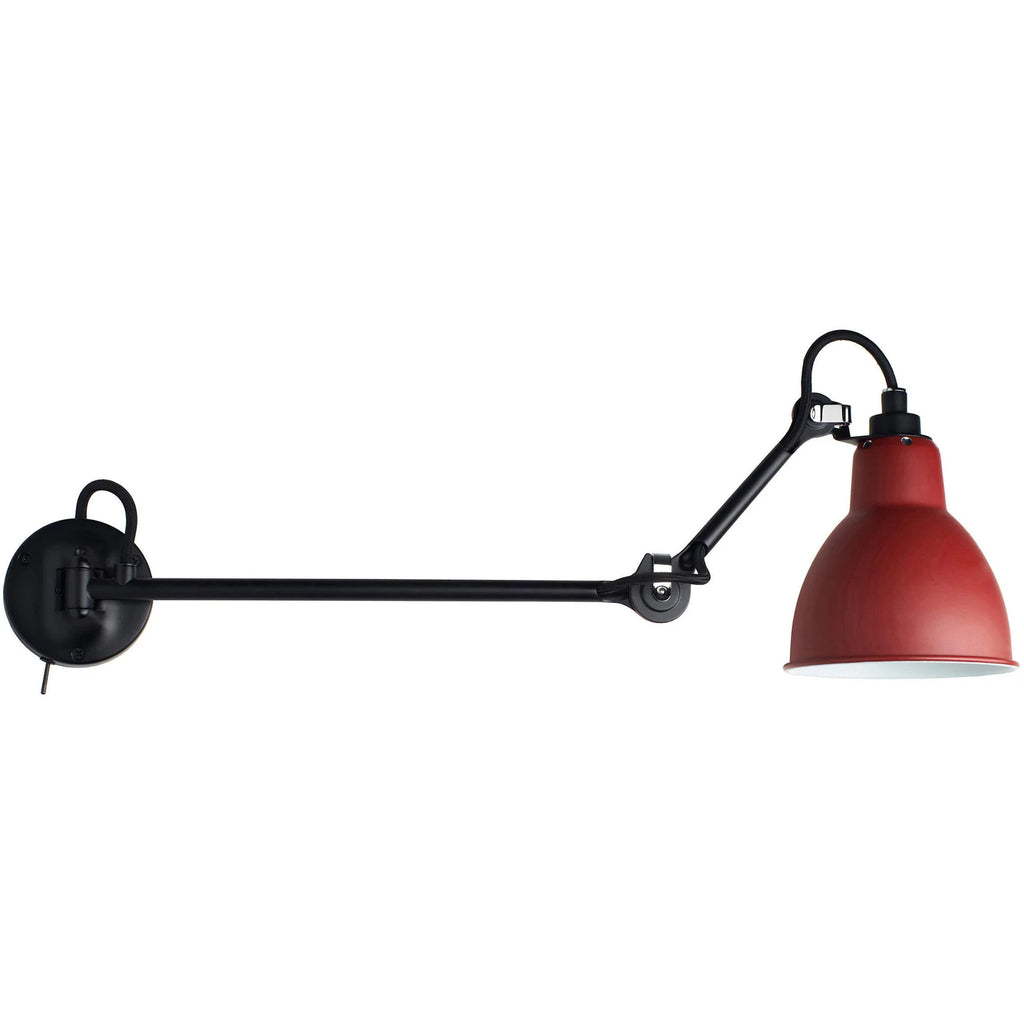Gras N204 L40 Adjustable Wall Long Straight Arm Red Shade, E27, IP20