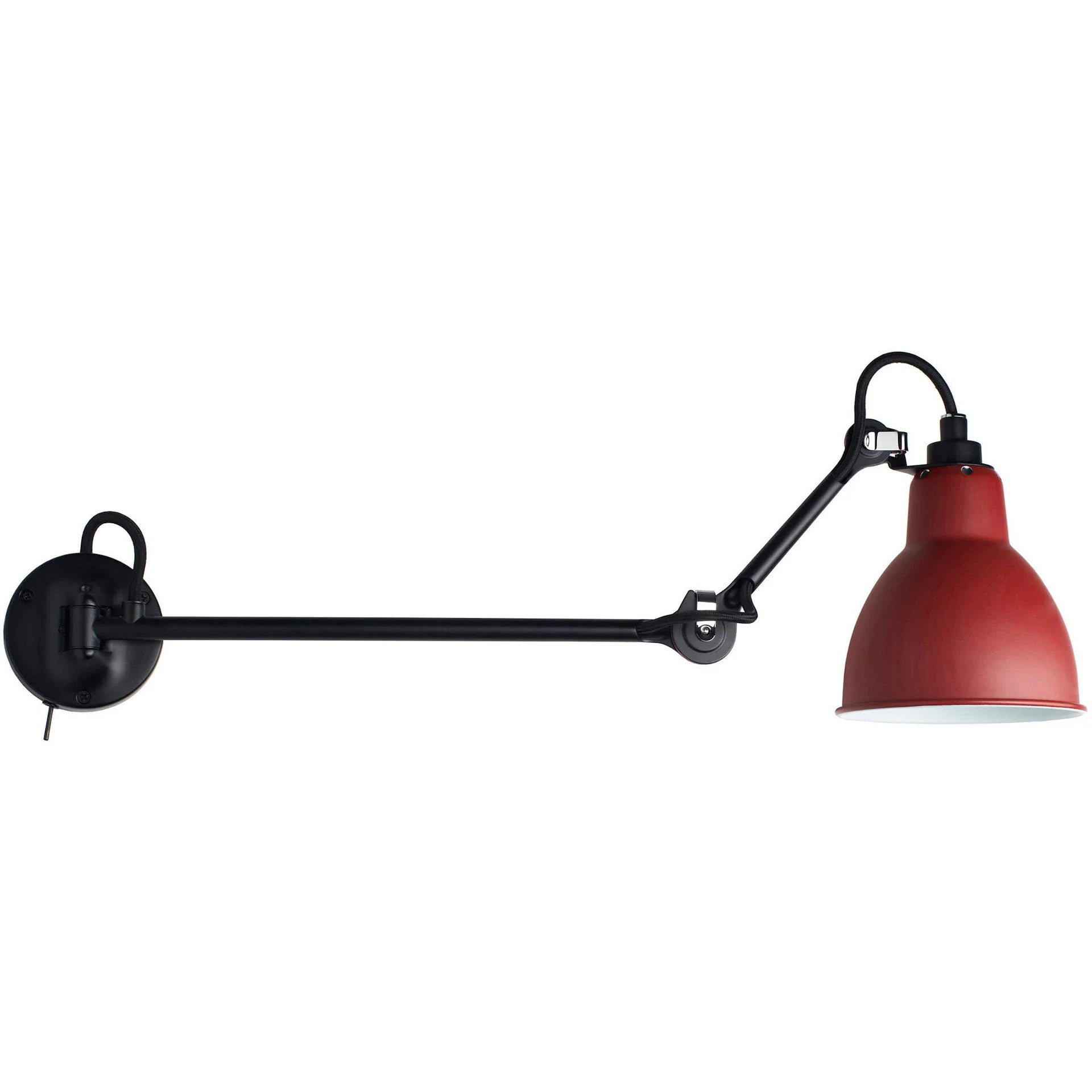 Gras N204 L40 Adjustable Wall Long Straight Arm Red Shade, E27, IP20