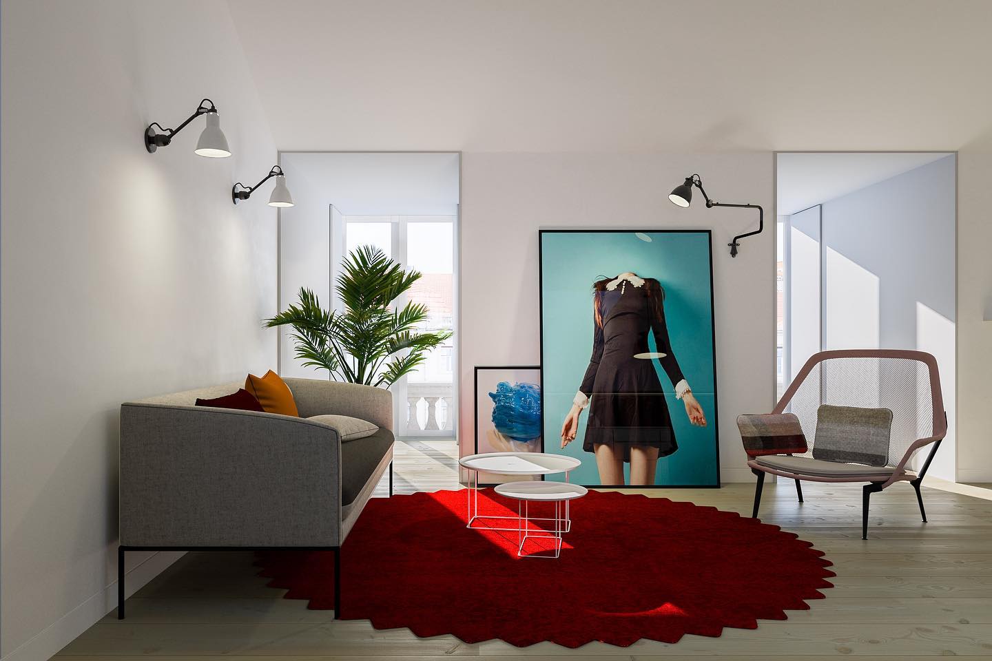 Gras N304 Adjustable Wall 1 Arm Red Shade, Plug In, E14, IP20