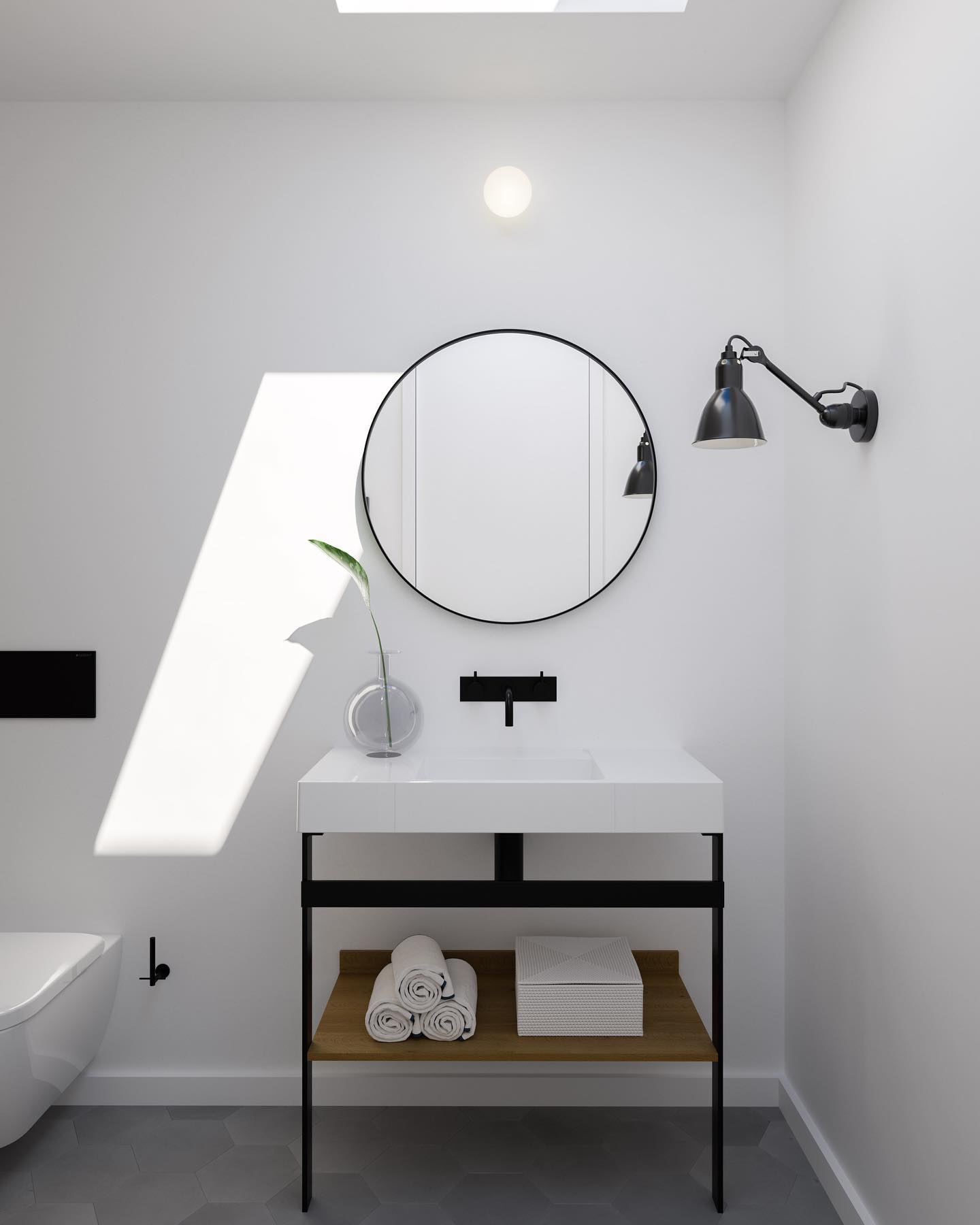 Gras N304 Adjustable Wall 1 Arm White Poly Shade, E14, IP44