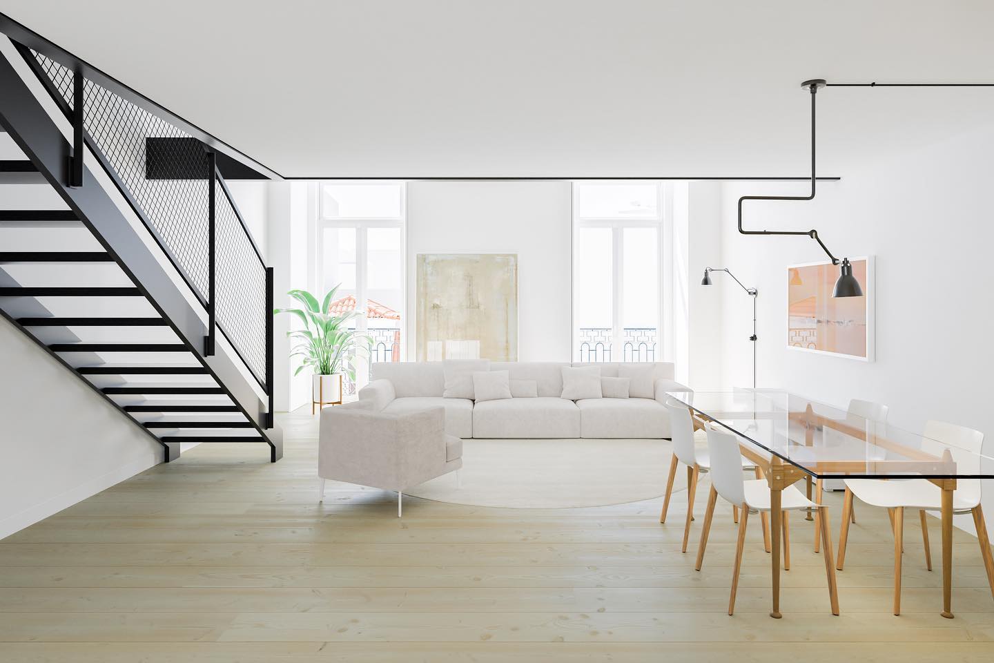 Gras N312 Adjustable Pendant C Arm with Brass Metal Shade, E14 IP20