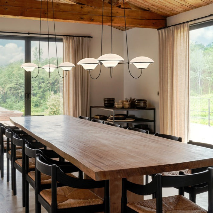 In The Air, 3 Light, Black Steel with White Glass Globes, E27, Triac Dim, IP20