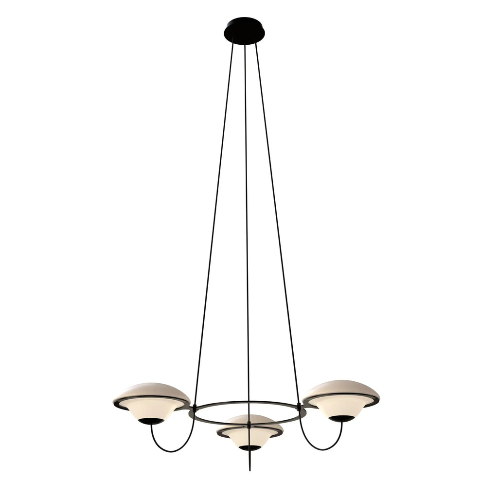 In The Air, 3 Light, Black Steel with White Glass Globes, E27, Triac Dim, IP20