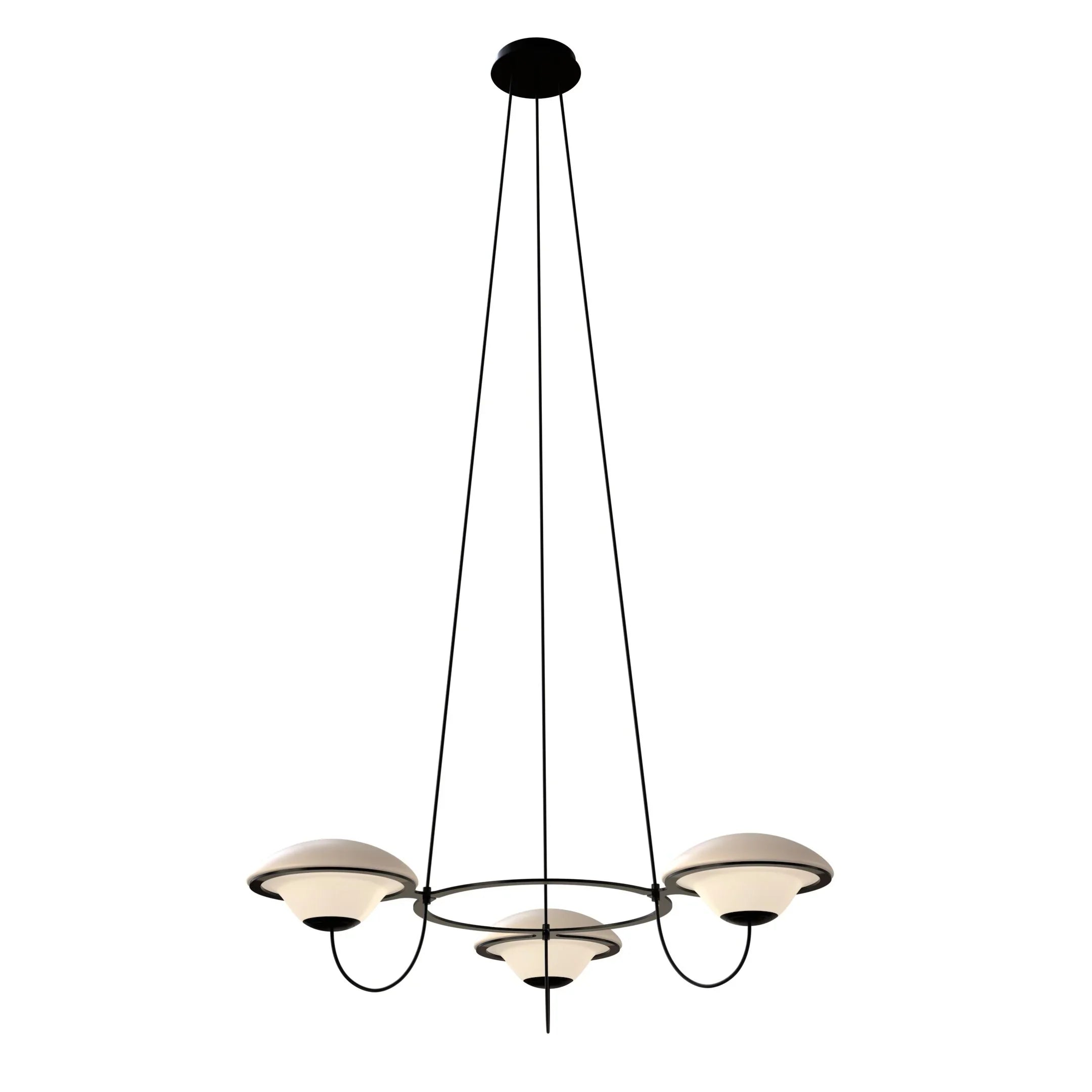 In The Air, 3 Light, Black Steel with White Glass Globes, E27, Triac Dim, IP20