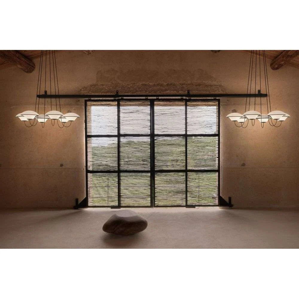 In The Air, 3 Light, Black Steel with White Glass Globes, E27, Triac Dim, IP20