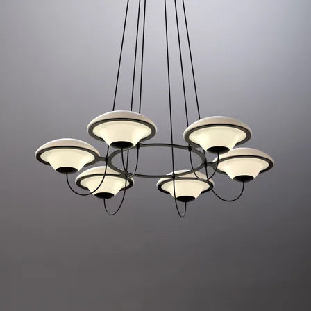 In The Air, 3 Light, Black Steel with White Glass Globes, E27, Triac Dim, IP20