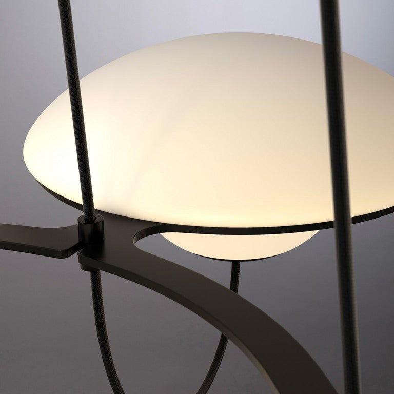 In The Air, 3 Light, Black Steel with White Glass Globes, E27, Triac Dim, IP20