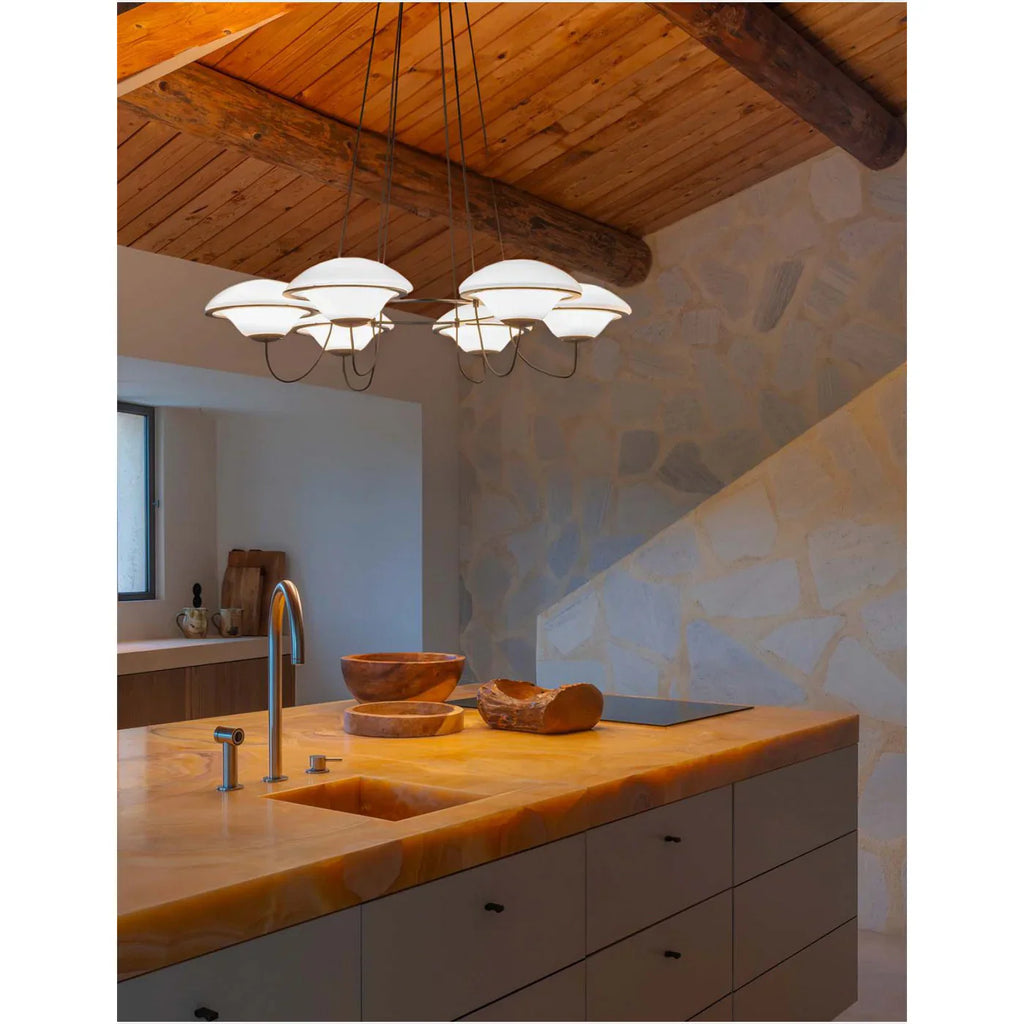 In The Air, 3 Light, Black Steel with White Glass Globes, E27, Triac Dim, IP20