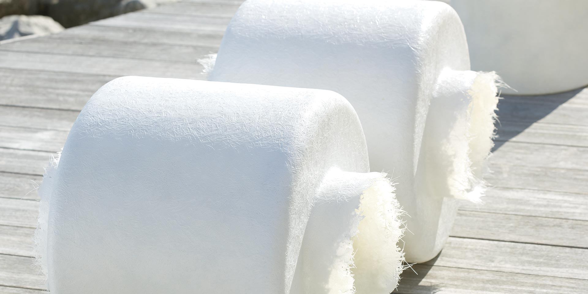 Kimono Pendant, Short, White Fibreglass, E27, IP65