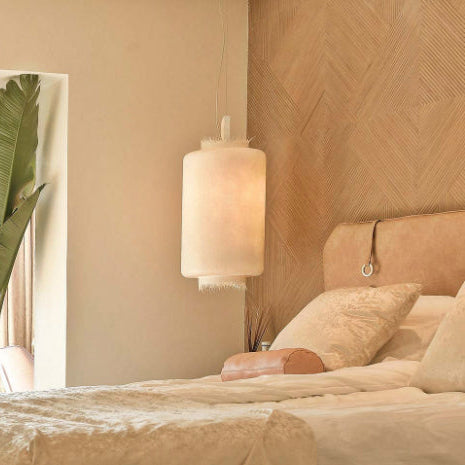 Kimono Pendant, Short, White Fibreglass, E27, IP65