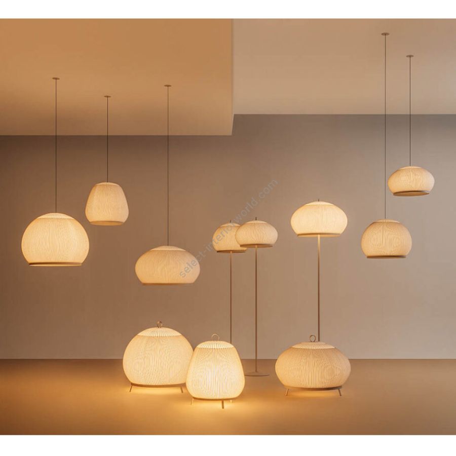 Knit Pendant, Round 65 cm ø, Stretch Knit Material over Polymer Orb, 40.2W, LED, Dim