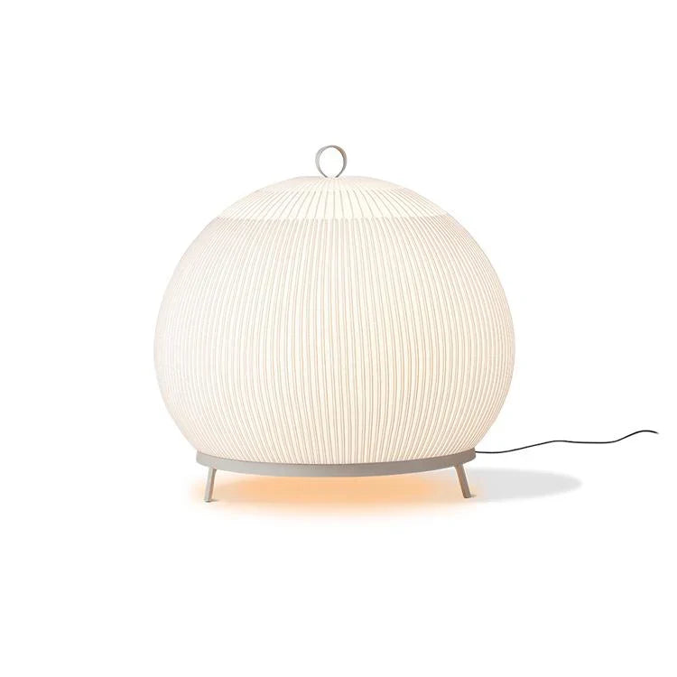 Knit Low Floor Lamp, Round, Stretch Knit Material over Polymer Orb, 33.6W, LED, Push Dim