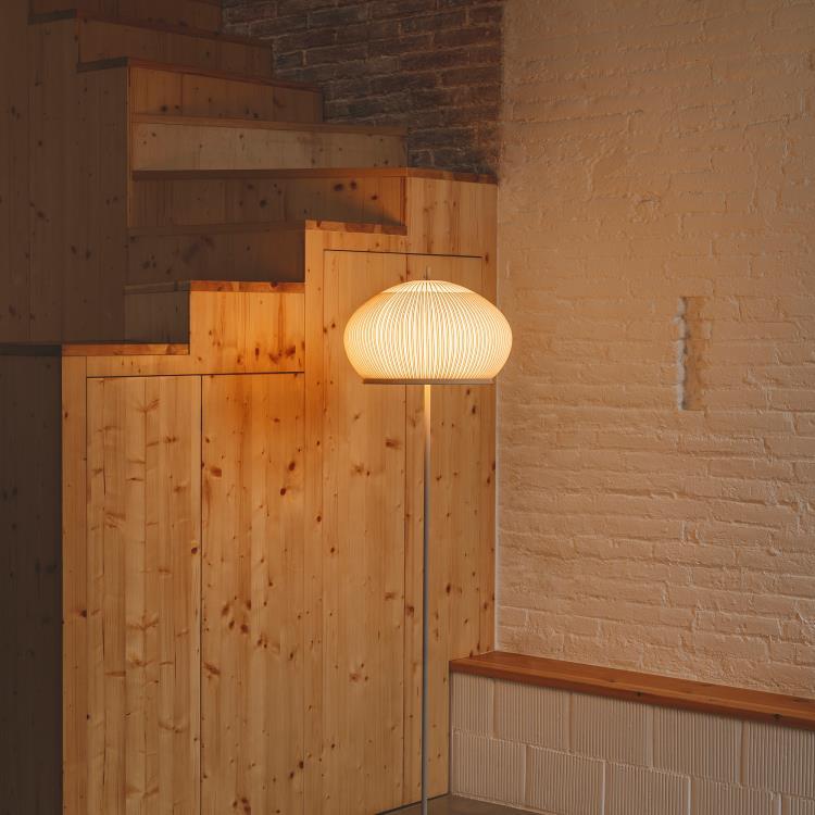 Knit Stem Floor Lamp, Oval Large, Stretch Knit Material over Polymer Orb, 33.6W, LED, On/Off or Dim