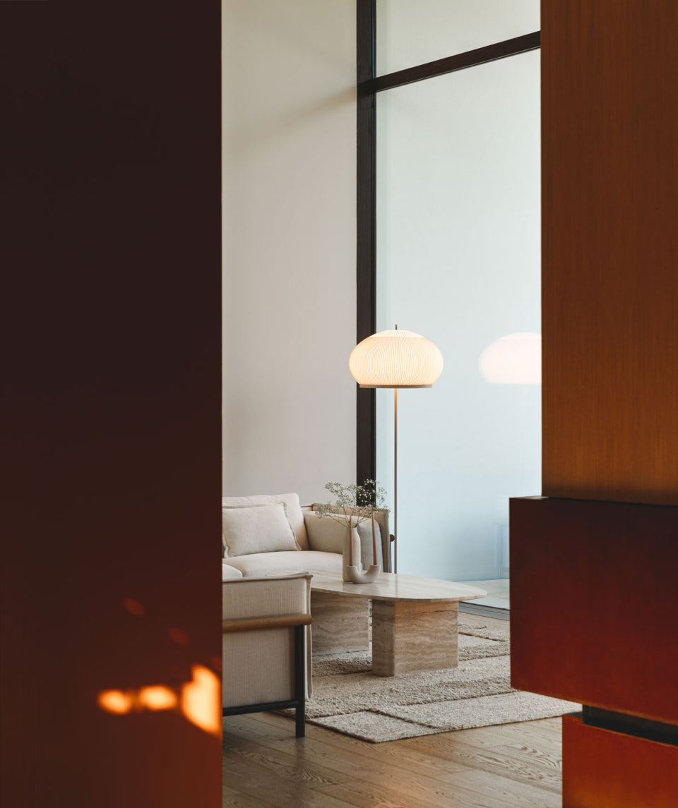 Knit Stem Floor Lamp, Oval Large, Stretch Knit Material over Polymer Orb, 33.6W, LED, On/Off or Dim