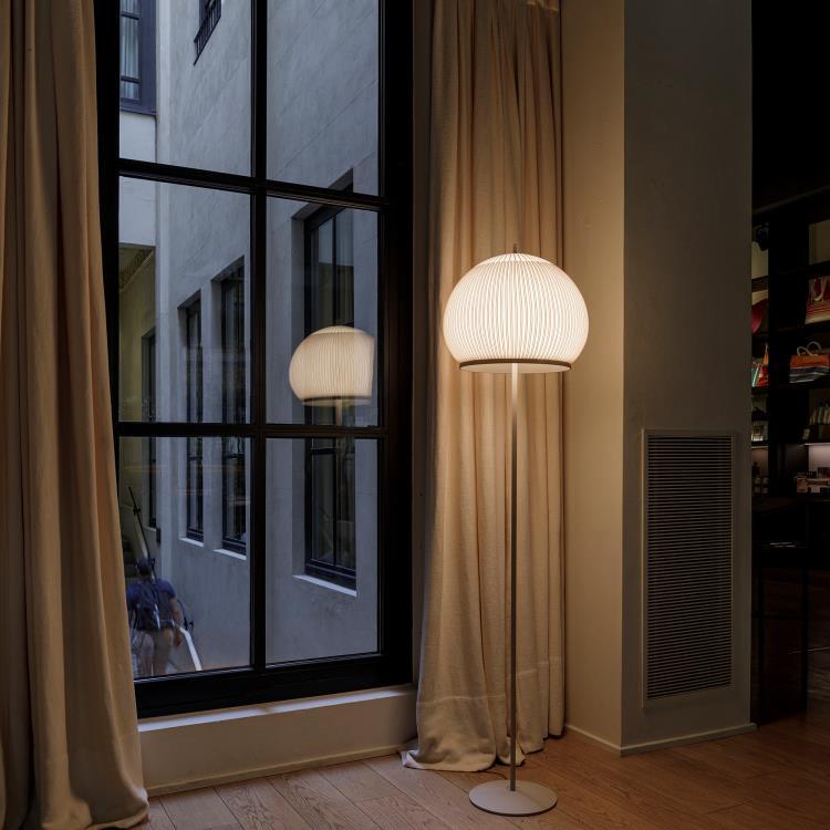 Knit Stem Floor Lamp, Oval Small, Stretch Knit Material over Polymer Orb, 33.6W, LED, On/Off or Dim