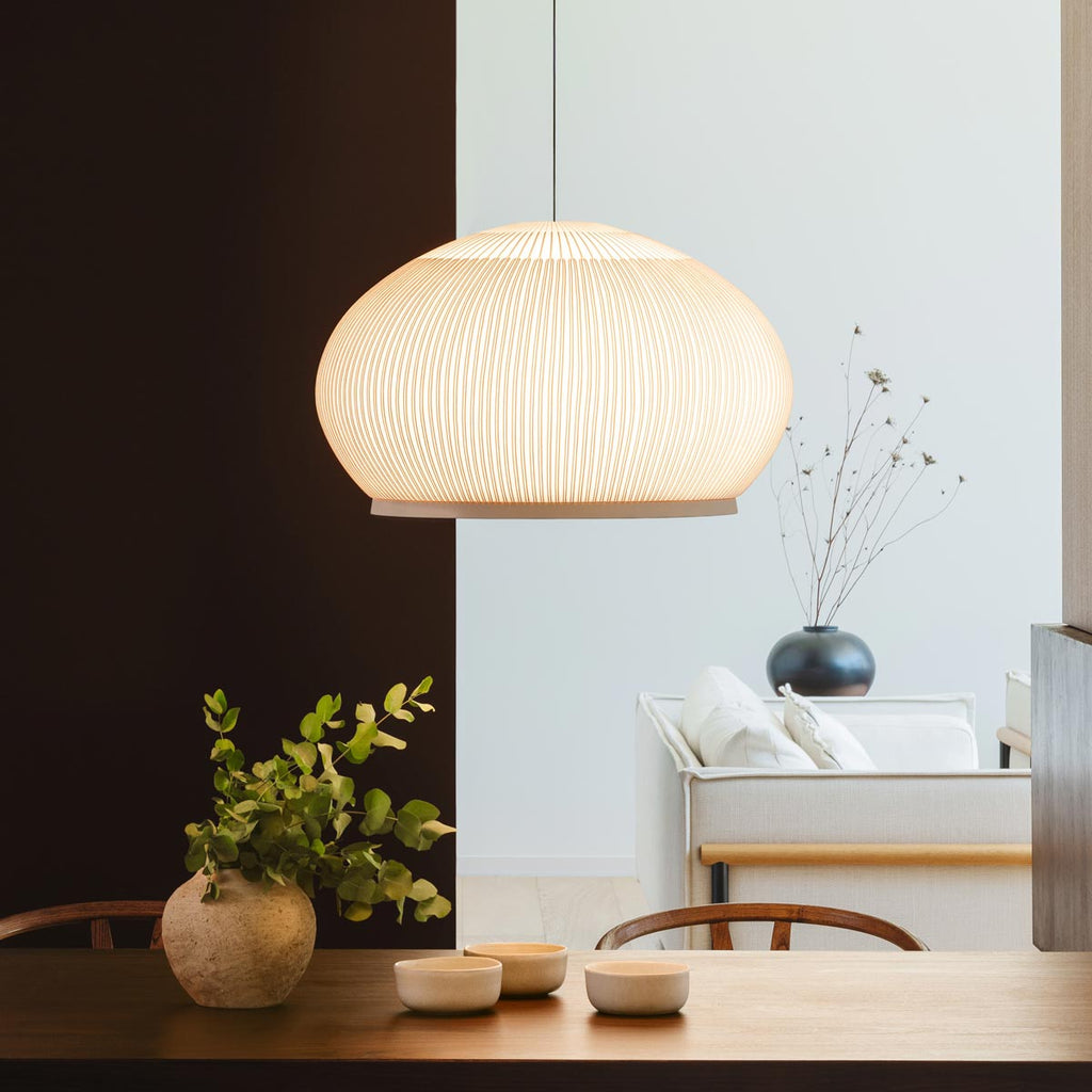 Knit Pendant, Tall 45 cm ø, Stretch Knit Material over Polymer Orb, 33.6W, LED, Dim