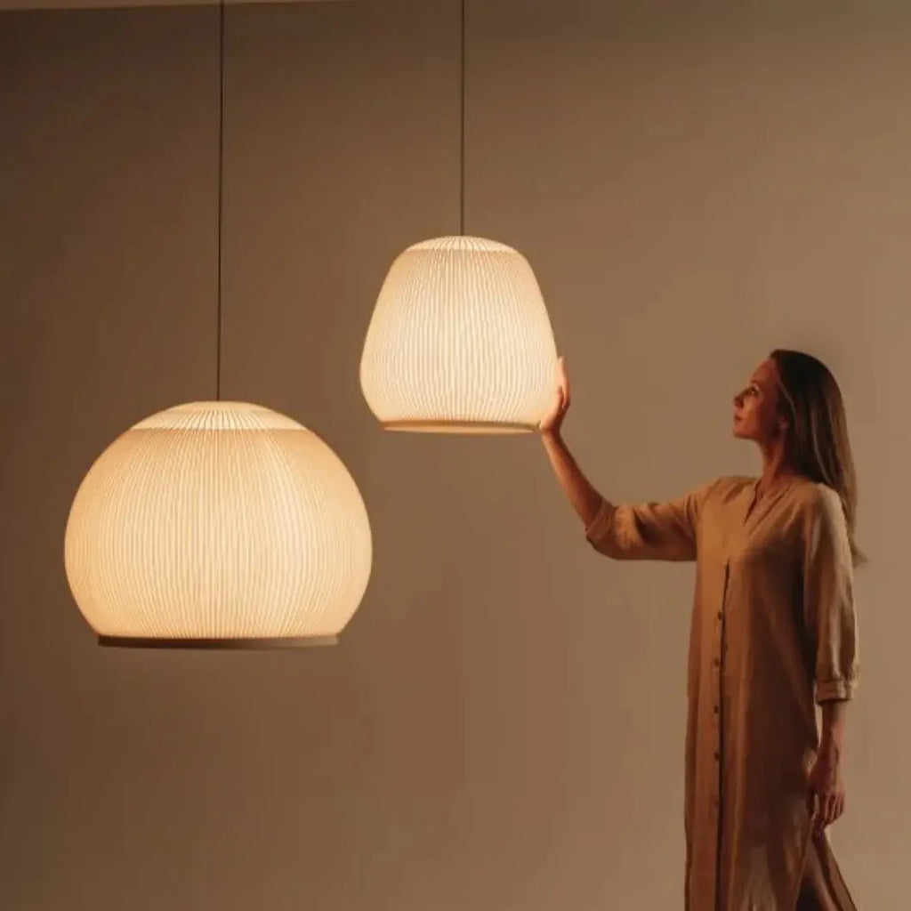 Knit Pendant, Tall 45 cm ø, Stretch Knit Material over Polymer Orb, 33.6W, LED, Dim