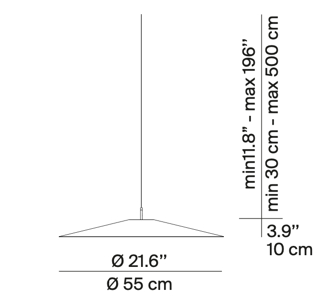 Koine Pendant, Black, 55 cm, LED, 19W, Phase Dim, IP20