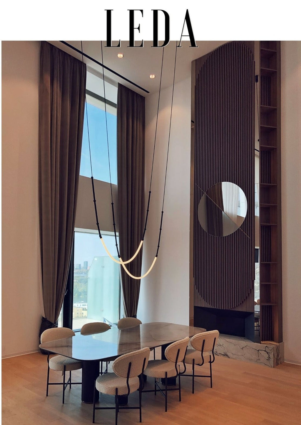 Leda Floor or Wall or Pendant Lamp, LED, Foot Dimmer, Plug In, IP20