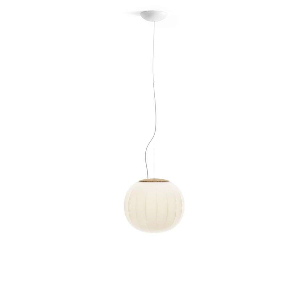 Lita Pendant, 30 cm, White Glass with Ash Wood Cap, E27, IP20