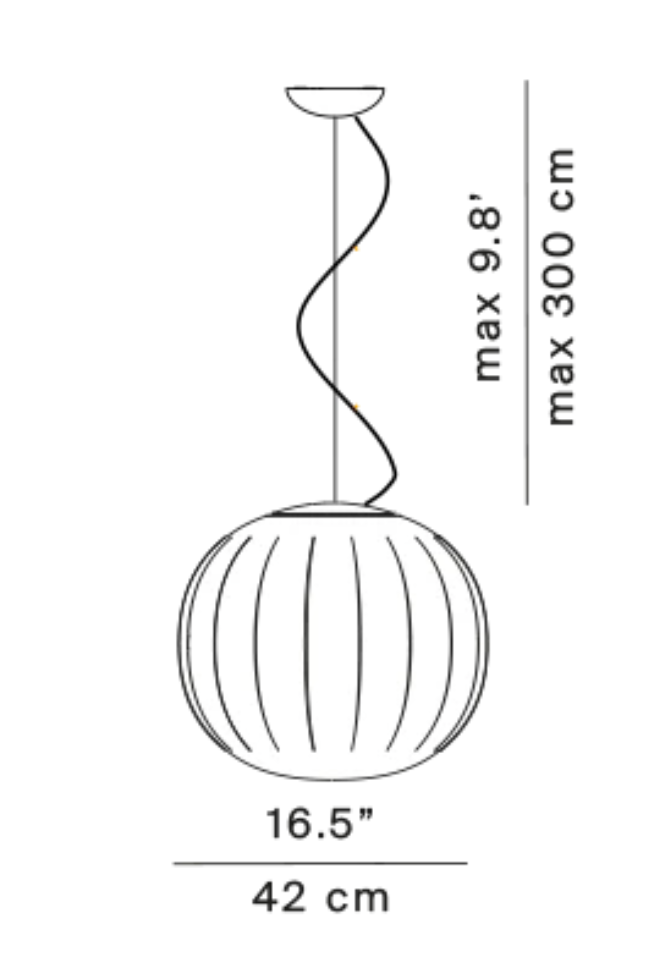 Lita Pendant, 42 cm, White Glass with Ash Wood Cap, E27, IP20