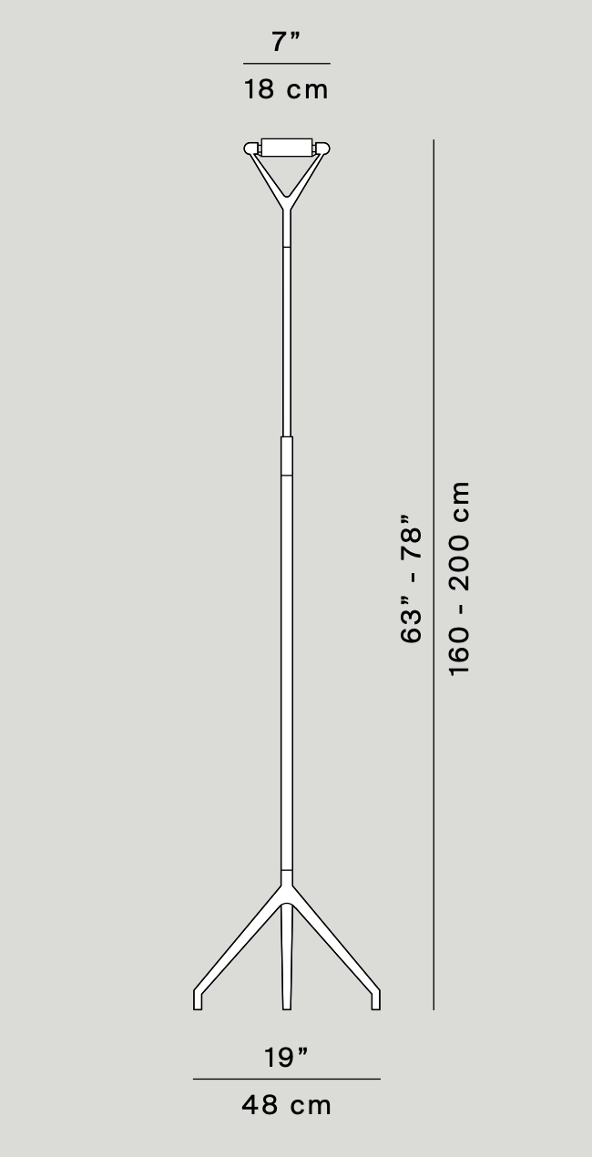 Lola Floor Lamp, Telescopic and Adjustable, Aluminium, R7s, Foot Dimmer, IP20