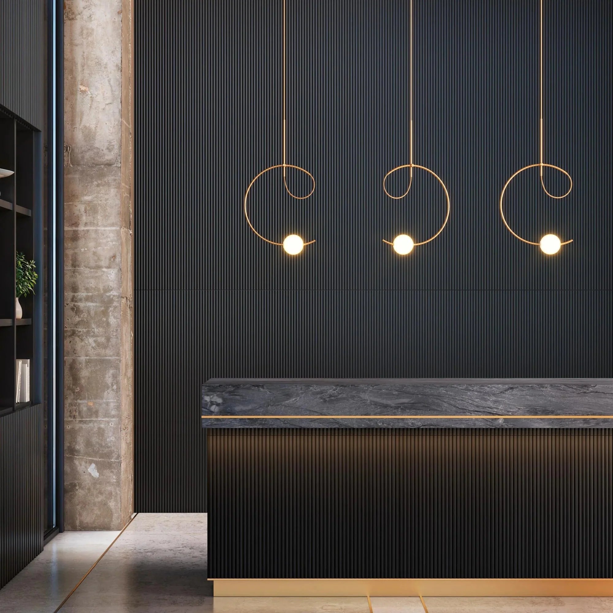 Loop Pendant, White Glass with Gold, LED, Recessed Mount, Triac Dim, IP20