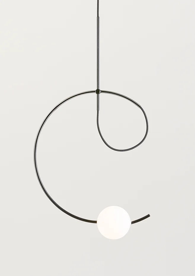 Loop Pendant, 6 Light Cluster, White Glass with Black, LED, Triac Dim, IP20