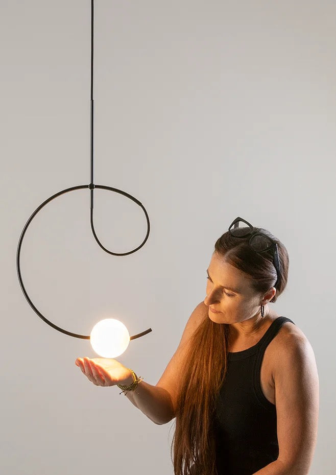 Loop Pendant, White Glass with Gold, LED, Surface Mount, Triac Dim, IP20