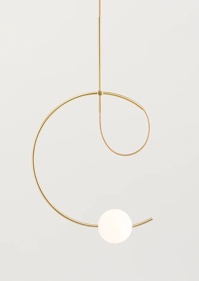 Loop Pendant, White Glass with Gold, LED, Surface Mount, Triac Dim, IP20